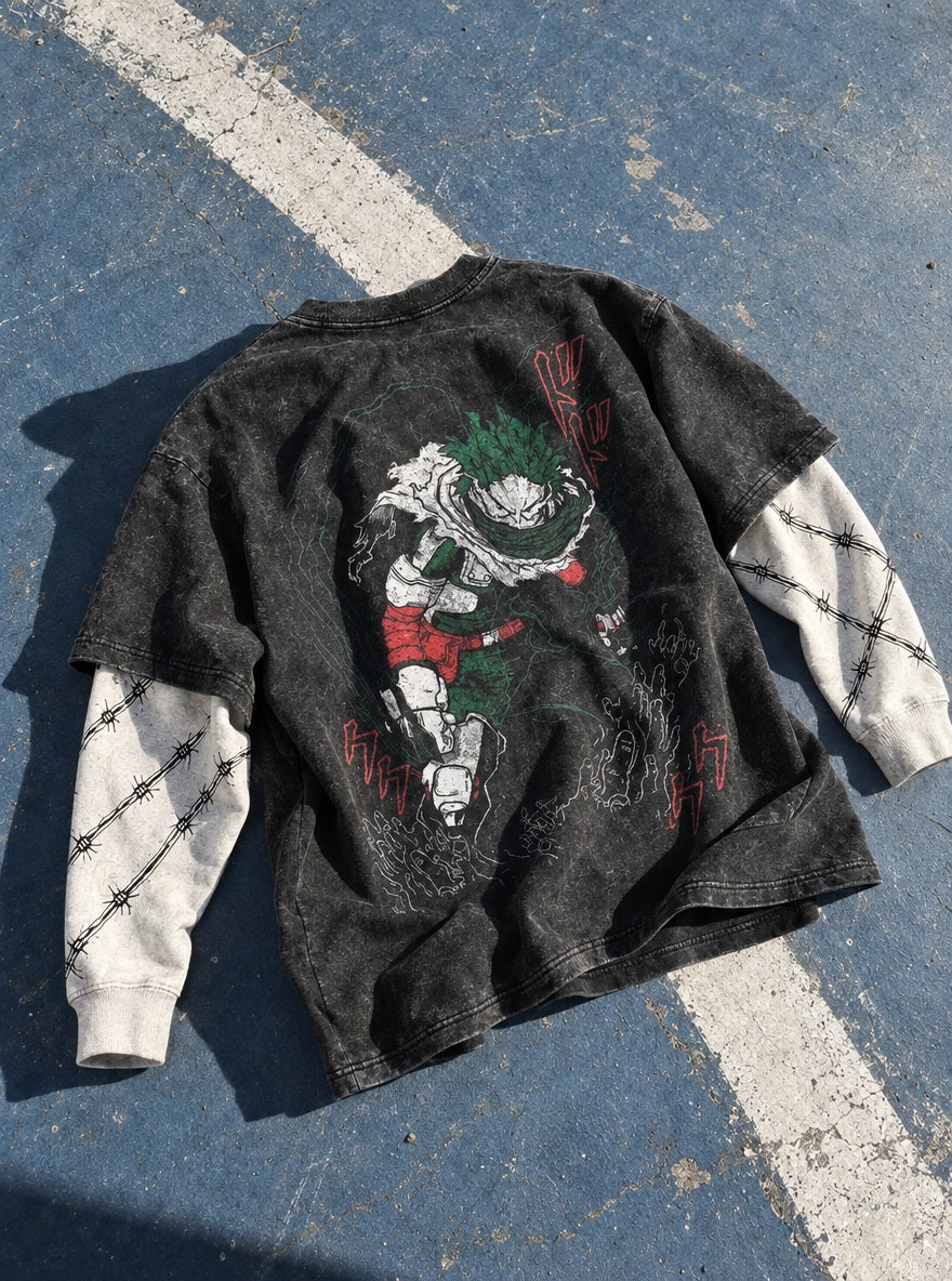 Deku Full Cowl – Double Sleeves – flat-lay | My Hero Academia