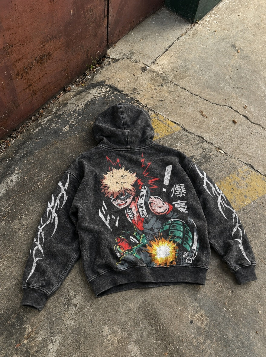 Bakugo Gauntlet – Hoodie – flat-lay | My Hero Academia