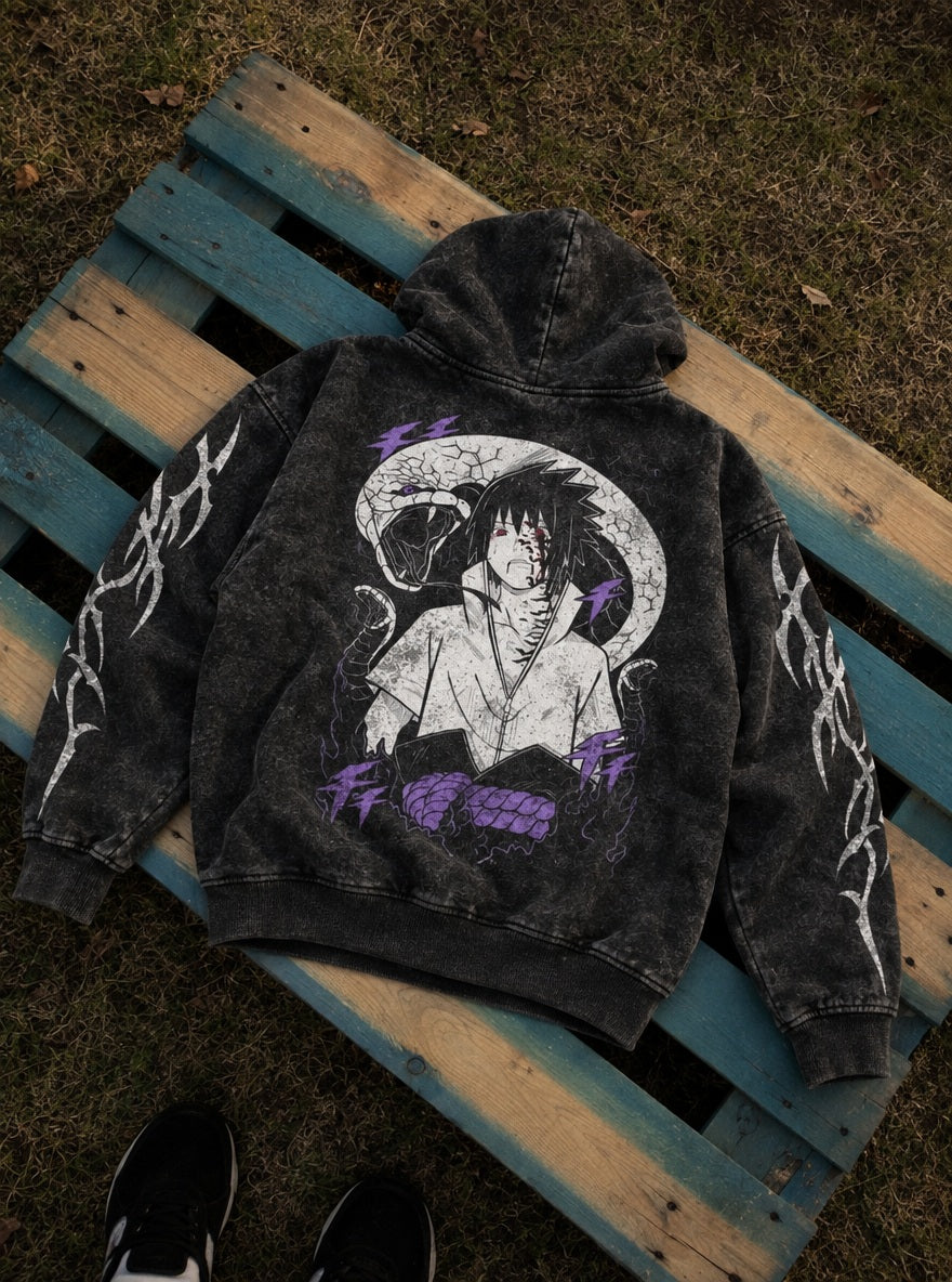 Sasuke Curse Mark – Hoodie – flat-lay | Naruto