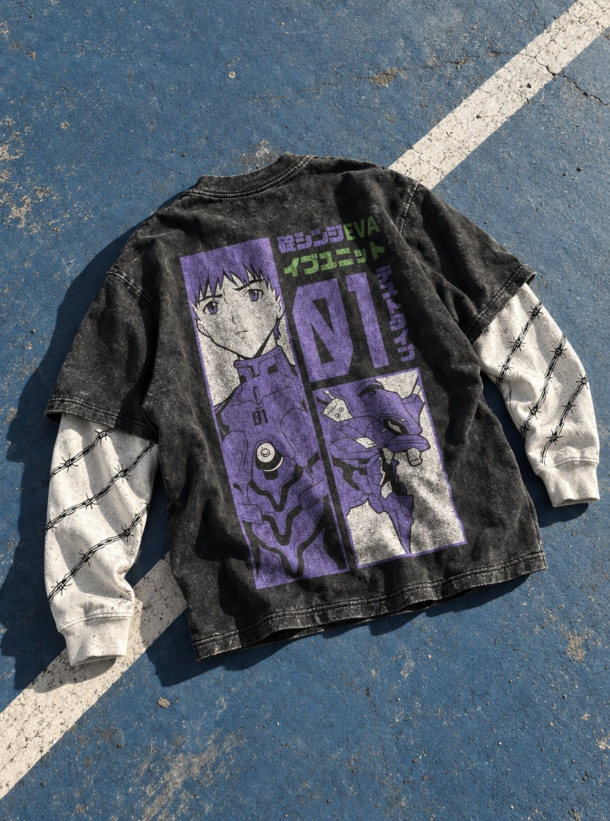 Shinji Pilot Panel – Double Sleeves – flat-lay | Neon Genesis Evangelion