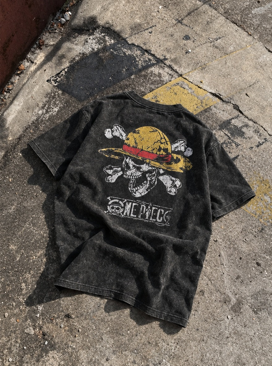 Straw Hat Jolly Roger – T-Shirt – flat-lay | One Piece