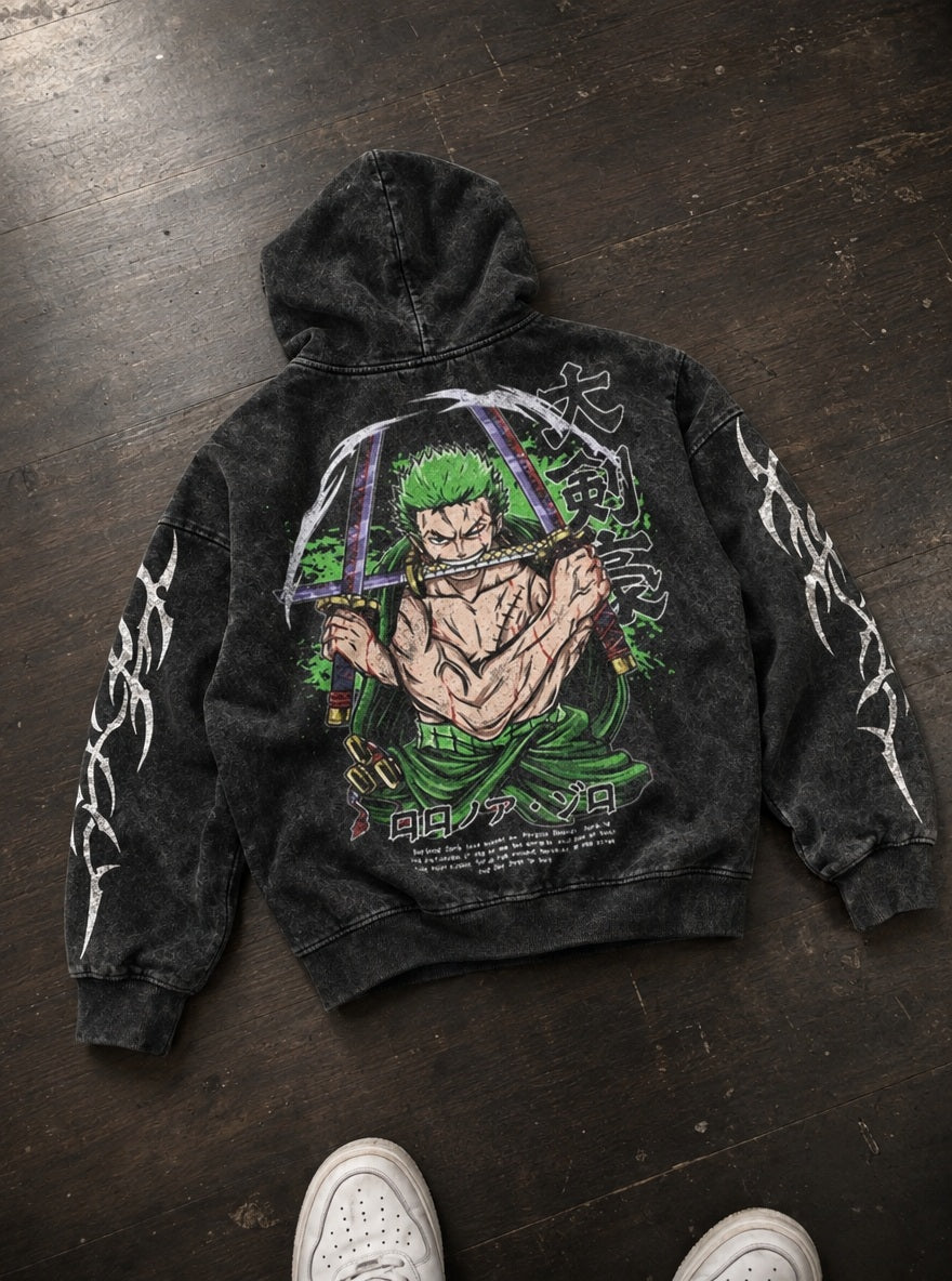 Three Sword Zoro – Hoodie – flat-lay | One Piece