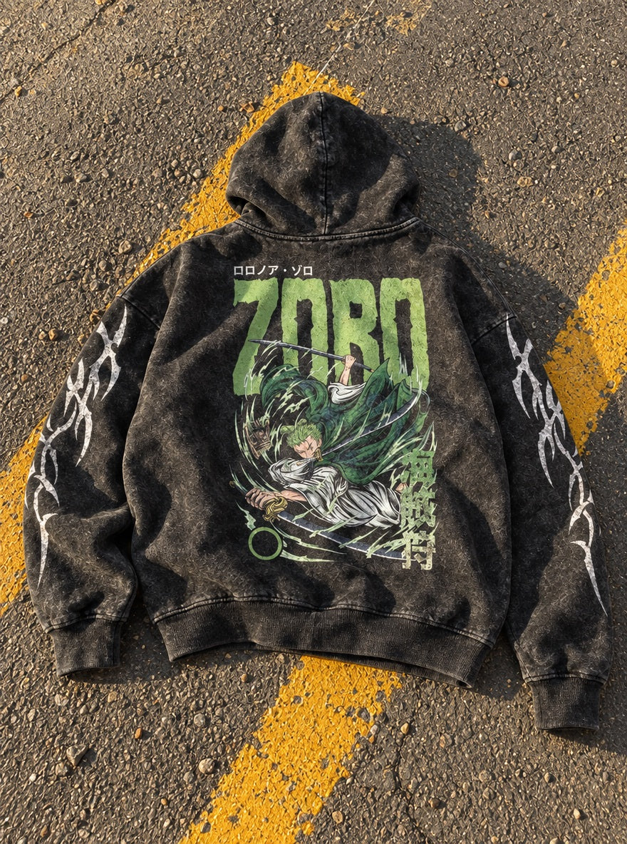 Pirate Hunter Zoro – Hoodie – flat-lay | One Piece