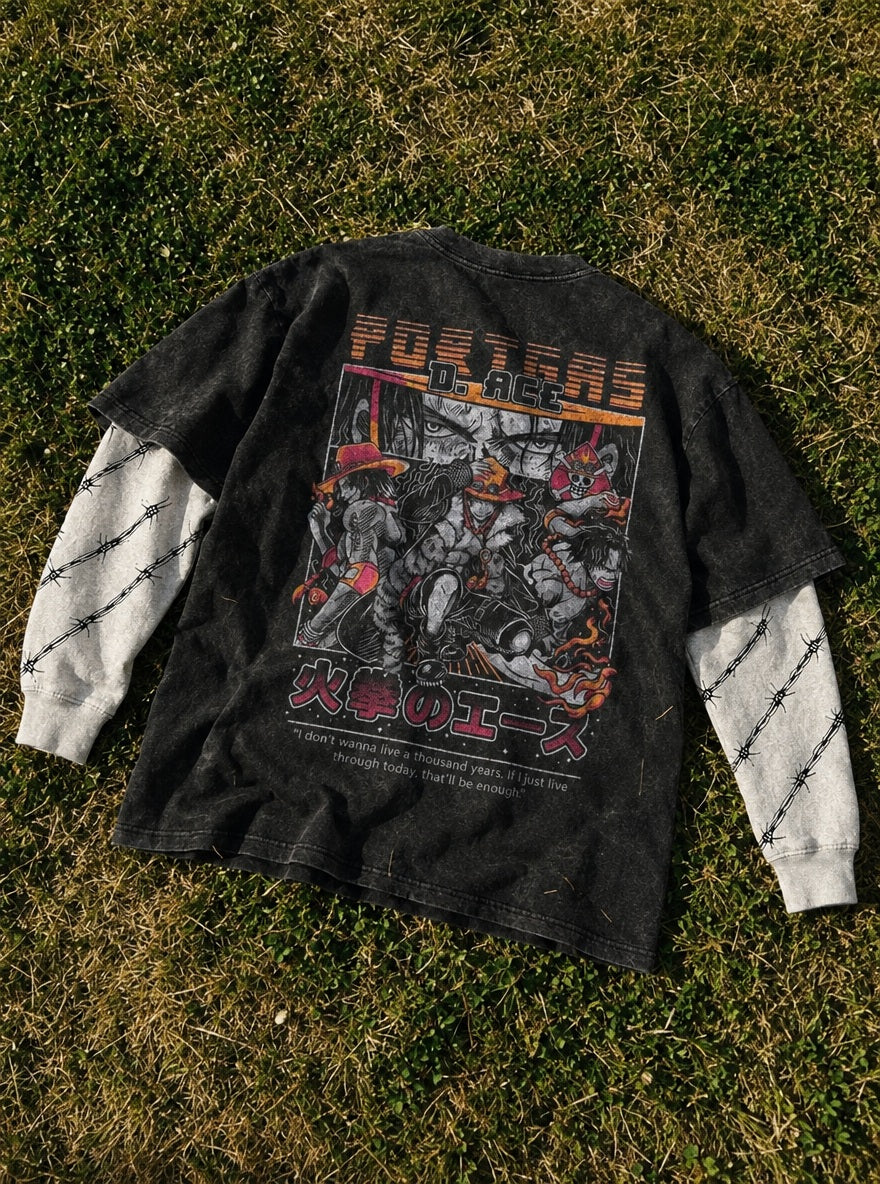 Fire Fist Ace – Double Sleeves – flat-lay | One Piece