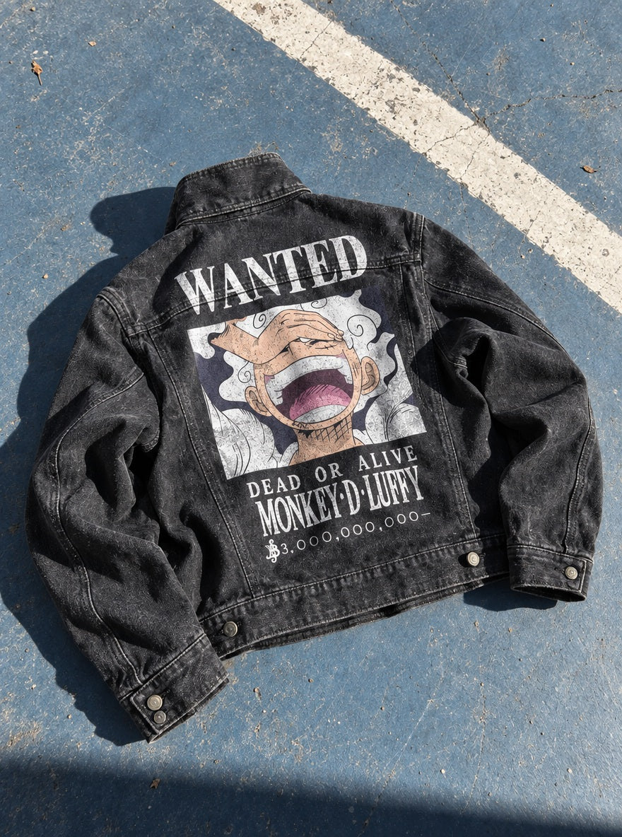 Rogue Jacket – Luffy Wanted – flat-lay | One Piece