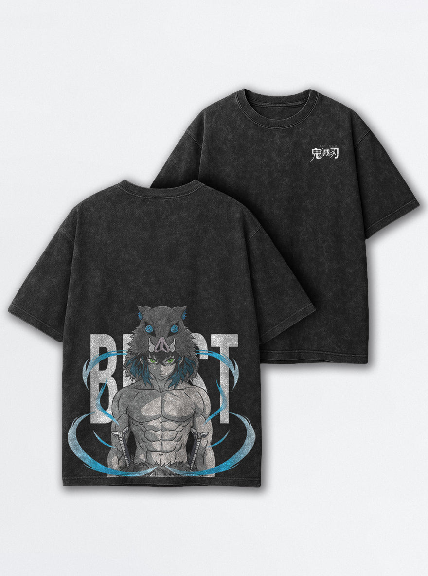Feral Mask – Black T-Shirt – mockup | Demon Slayer