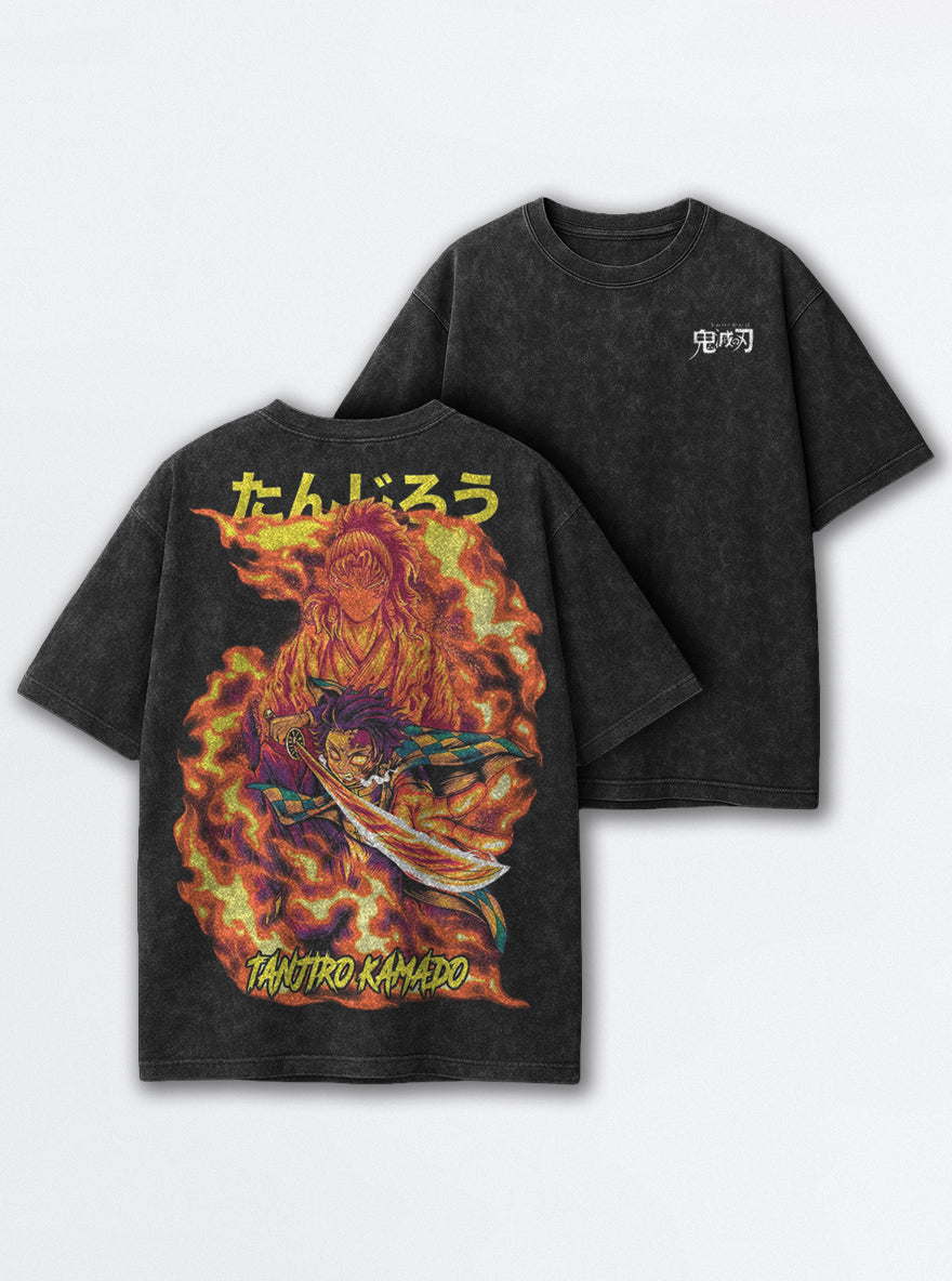 Flame Bond – Black T-Shirt – mockup | Demon Slayer