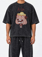 A A – Black Acid Wash Tee – model shot | Meme Tees