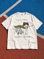 A Cat on Titan – White Tee – flat-lay | Meme Tees