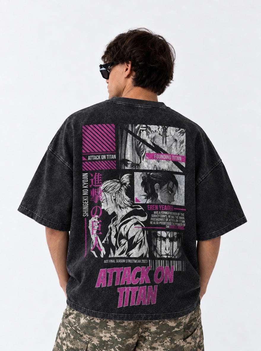 Eren Yeager Panels – T-Shirt – model shot | Attack on Titan