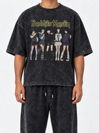 Baddies – Black Acid Wash Tee – model shot | Meme Tees