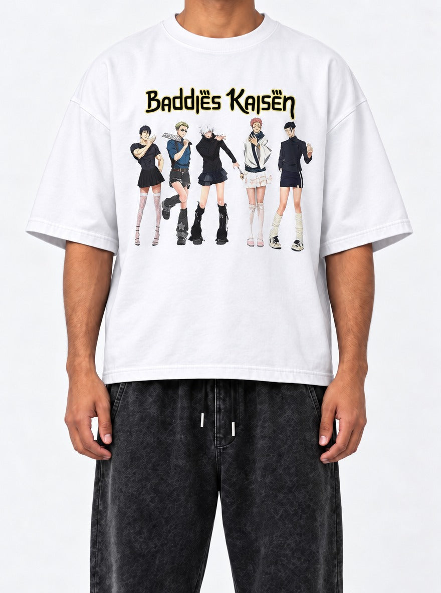 Baddies – White Tee – model shot | Meme Tees