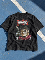 Berk – Black Acid Wash Tee – flat-lay | Meme Tees