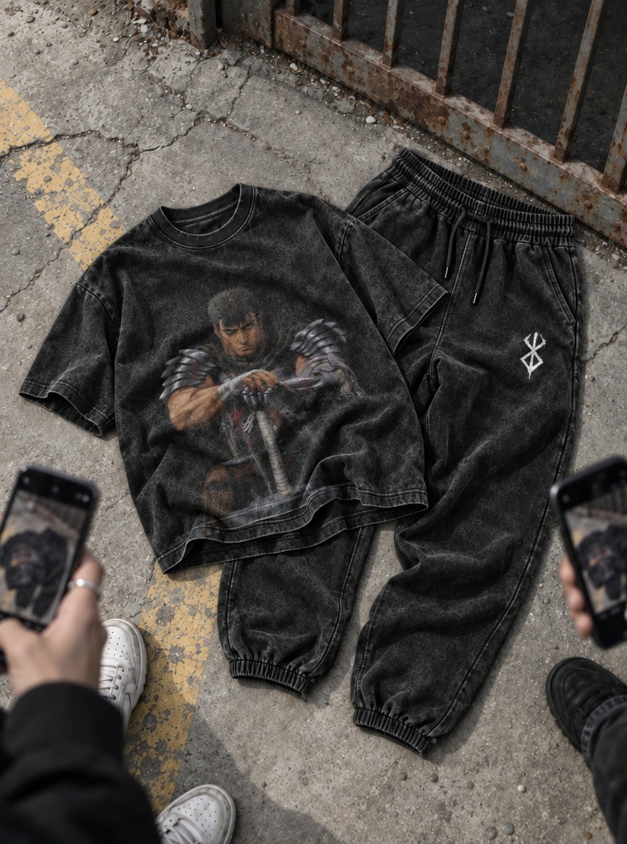 Berserker Armor Tee & Joggers Combo – Guts Sword Vigil – flat-lay | Berserk