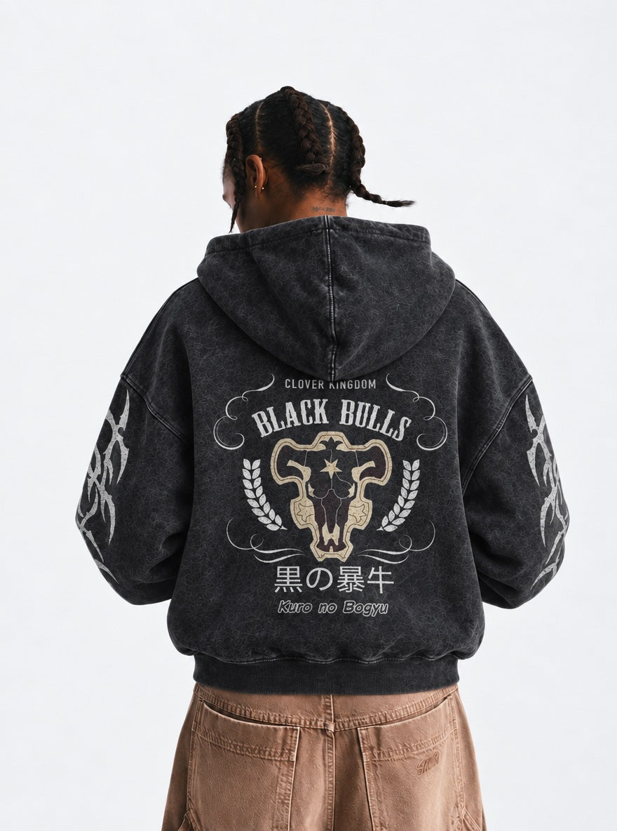 Black Bulls Crest – Hoodie – model shot | Black Clover