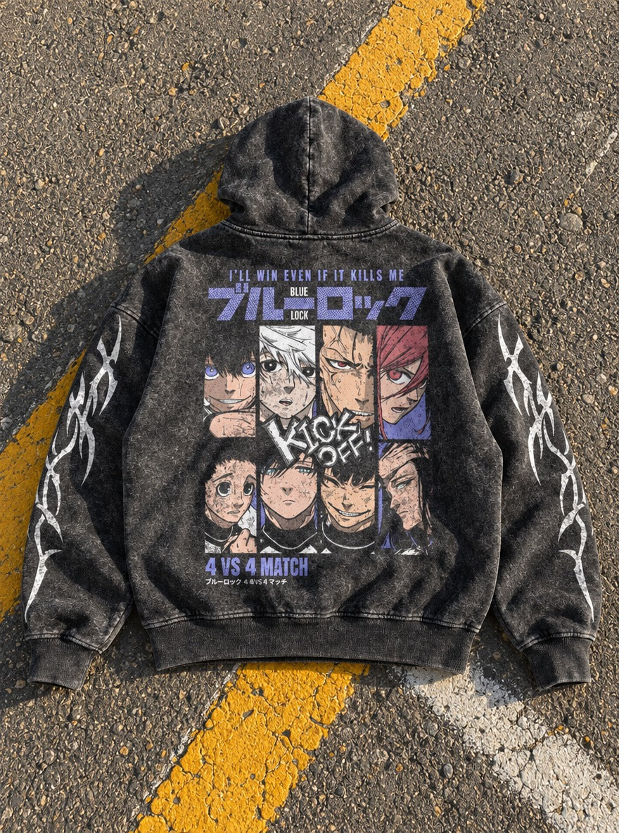 Graffiti Grid – Hoodie – flat-lay | Blue Lock
