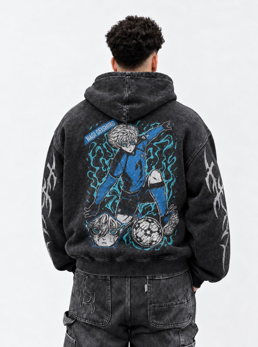 Nagi Strike – Hoodie – model shot | Blue Lock