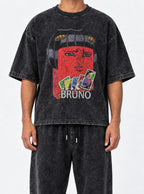 Bruno – Black Acid Wash Tee – model shot | Meme Tees