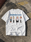 Chainsaw Guy – White Tee – flat-lay | Meme Tees