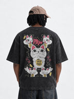 Lucky Cat Granny – T-Shirt – model shot | Dandadan