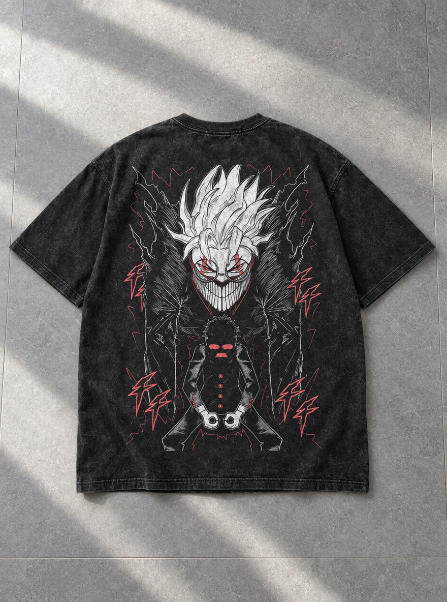 Okarun Shadow – T-Shirt – flat-lay | Dandadan
