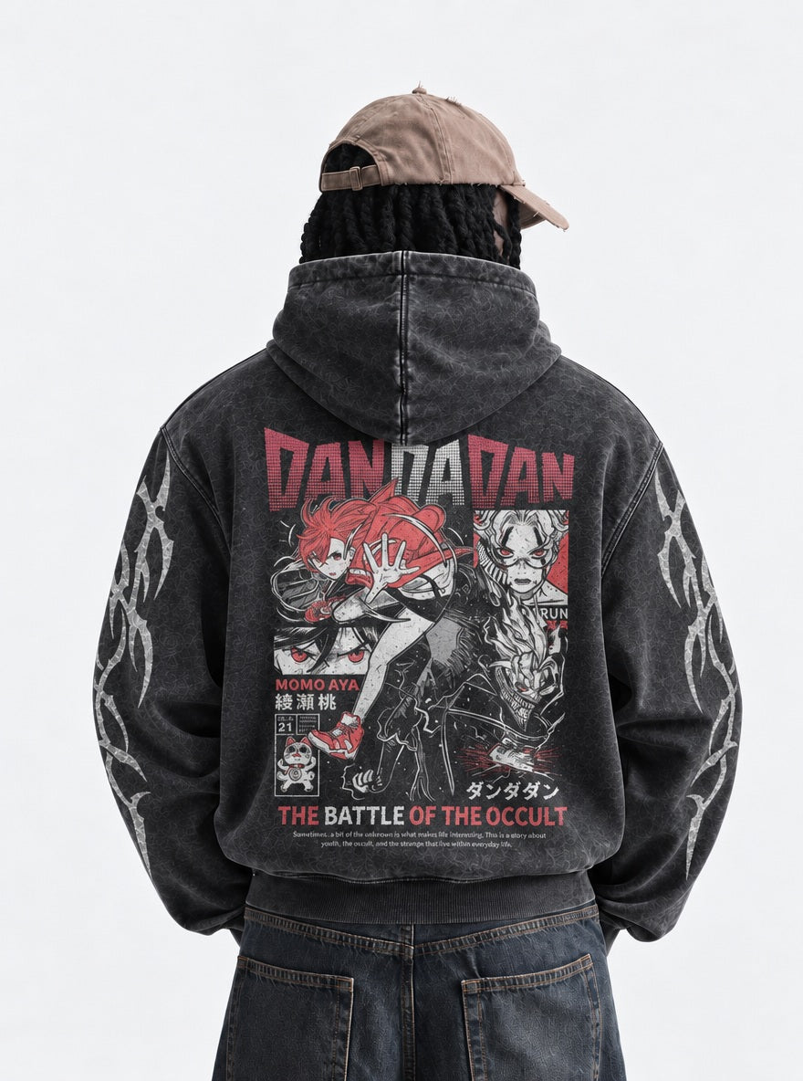 Momo & Okarun – Hoodie – model shot | Dandadan