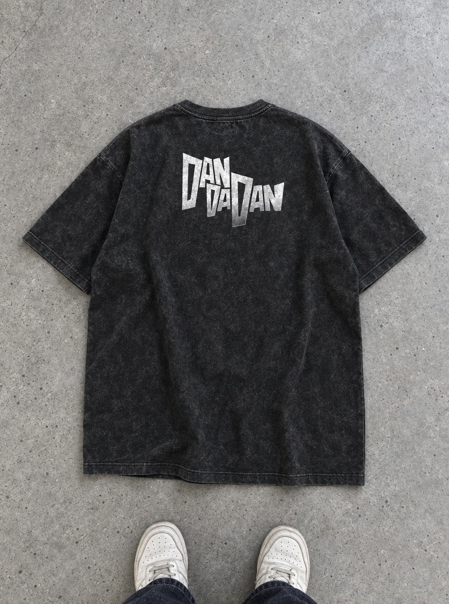 White Title Logo – T-Shirt – flat-lay | Dandadan