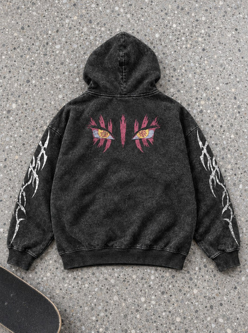 Akaza Eyes – Hoodie – flat-lay | Demon Slayer