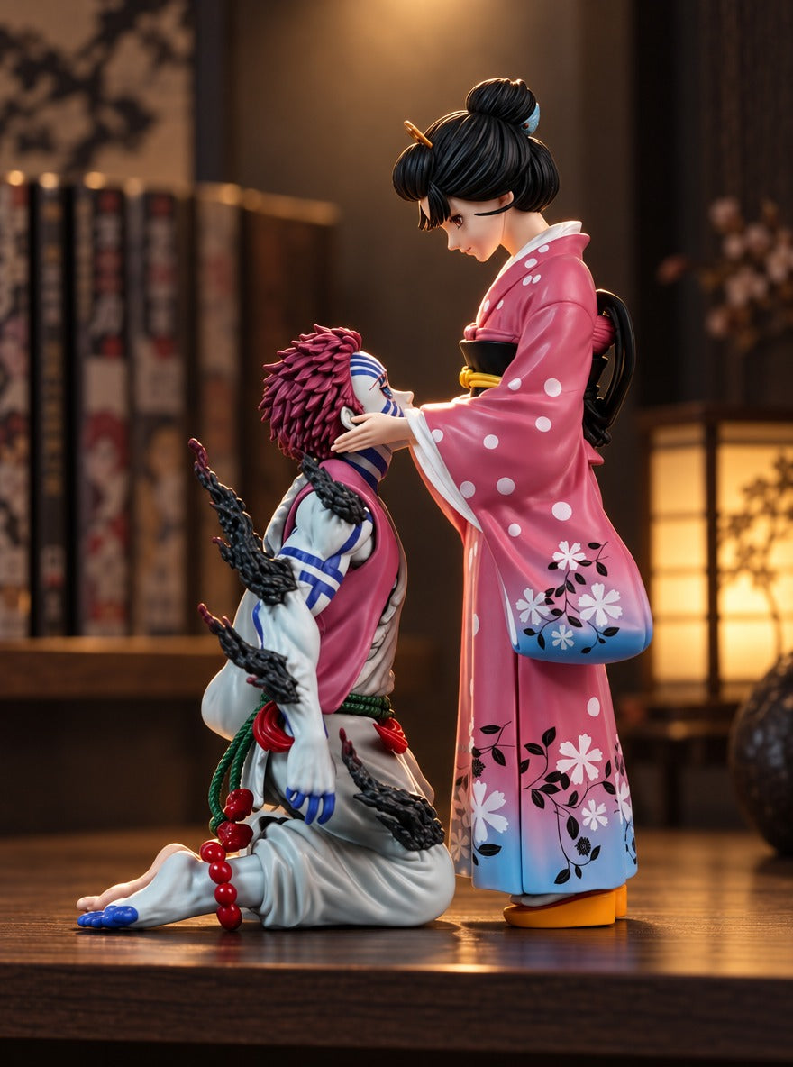 Akaza & Koyuki Figure – on a display shelf | Demon Slayer