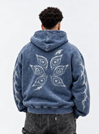 Blue Faded Hoodie – Six Eyes – model shot | Demon Slayer