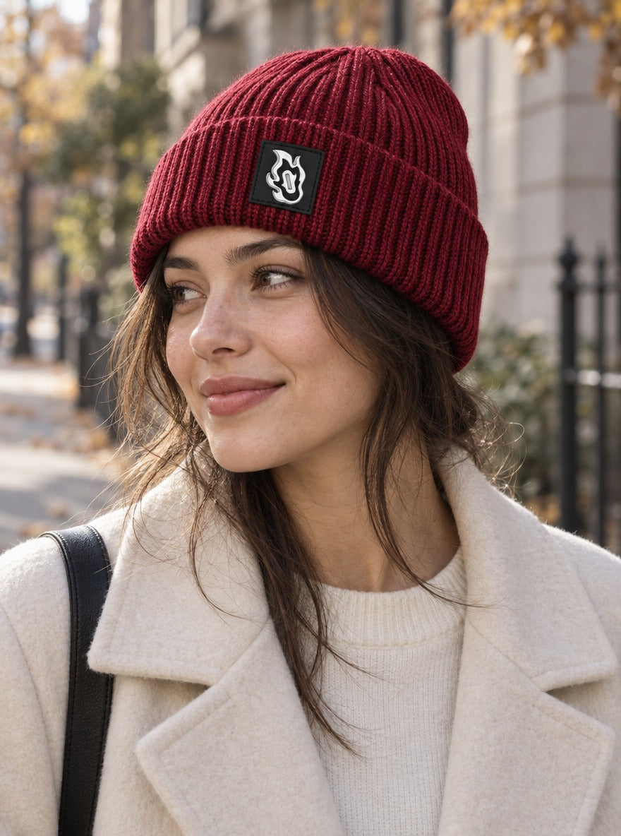 Slayer Crest Beanie 4-Pack – Burgundy – Rengoku – worn | Demon Slayer