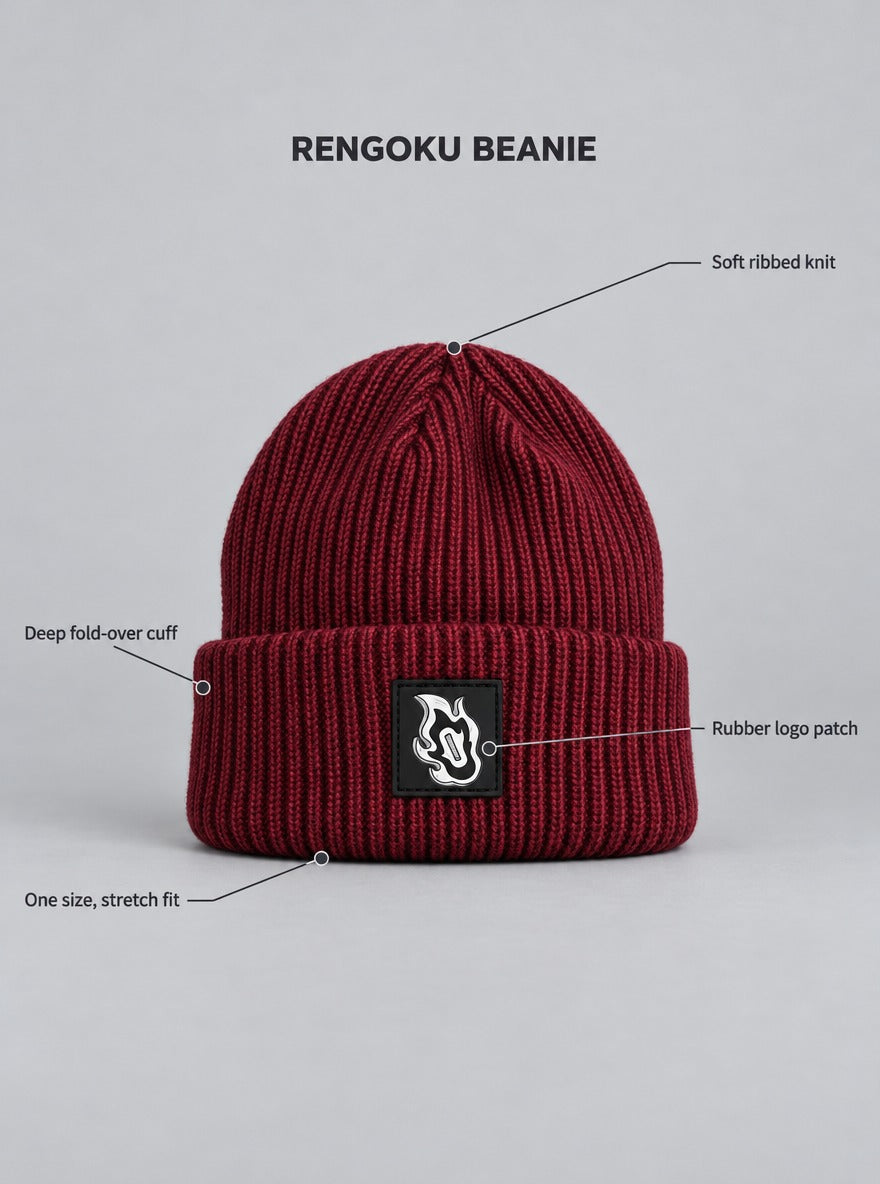 Slayer Crest Beanie 4-Pack – Burgundy – Rengoku – details | Demon Slayer