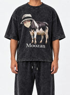 Moozan – Black Acid Wash Tee – model shot | Demon Slayer