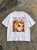 Not Very Umai – White Tee – flat-lay | Demon Slayer