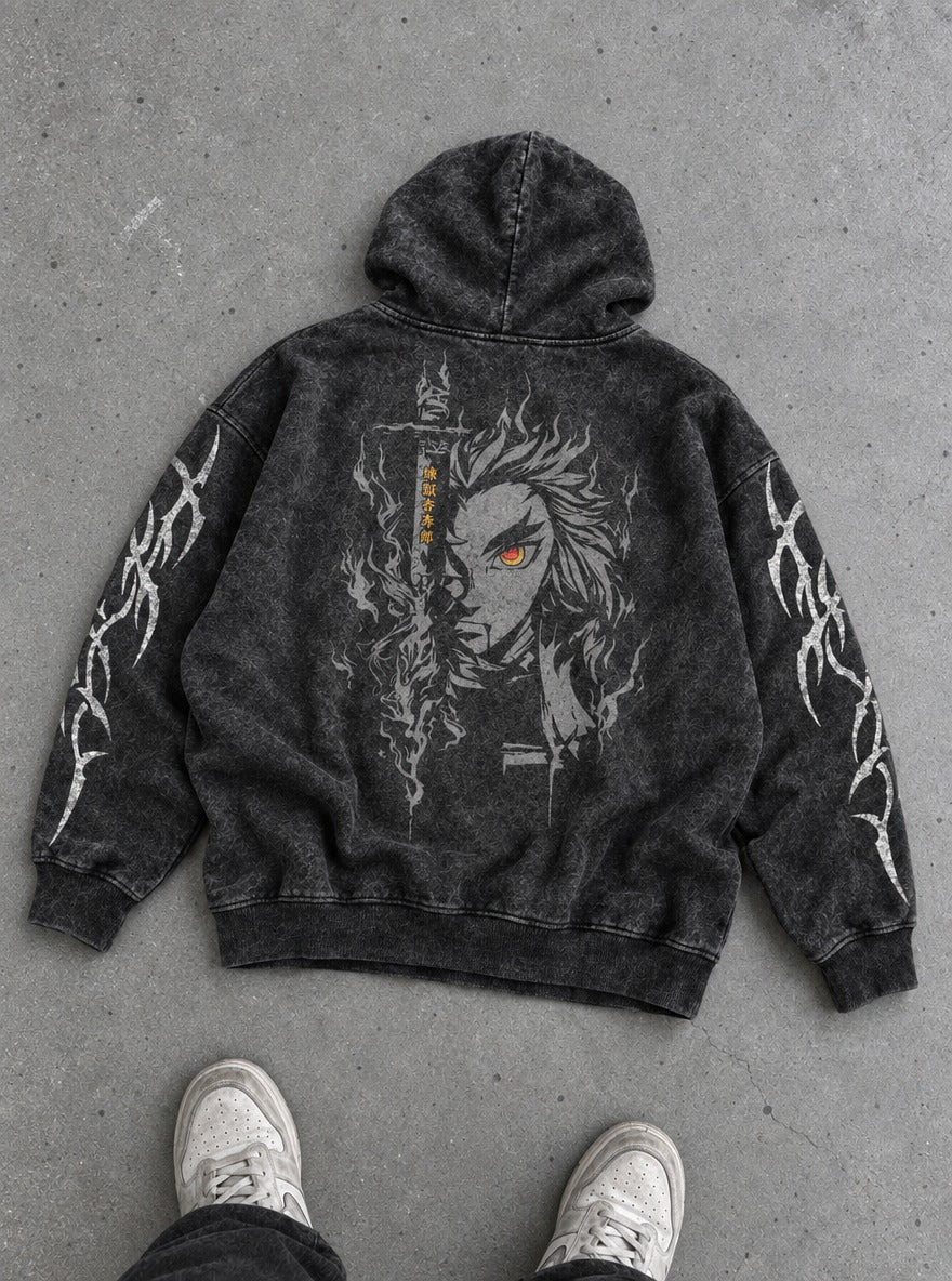 Rengoku Ember – Hoodie – flat-lay | Demon Slayer