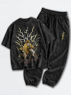 Black Tee & Joggers Combo – Zenitsu Thunder – mockup | Demon Slayer