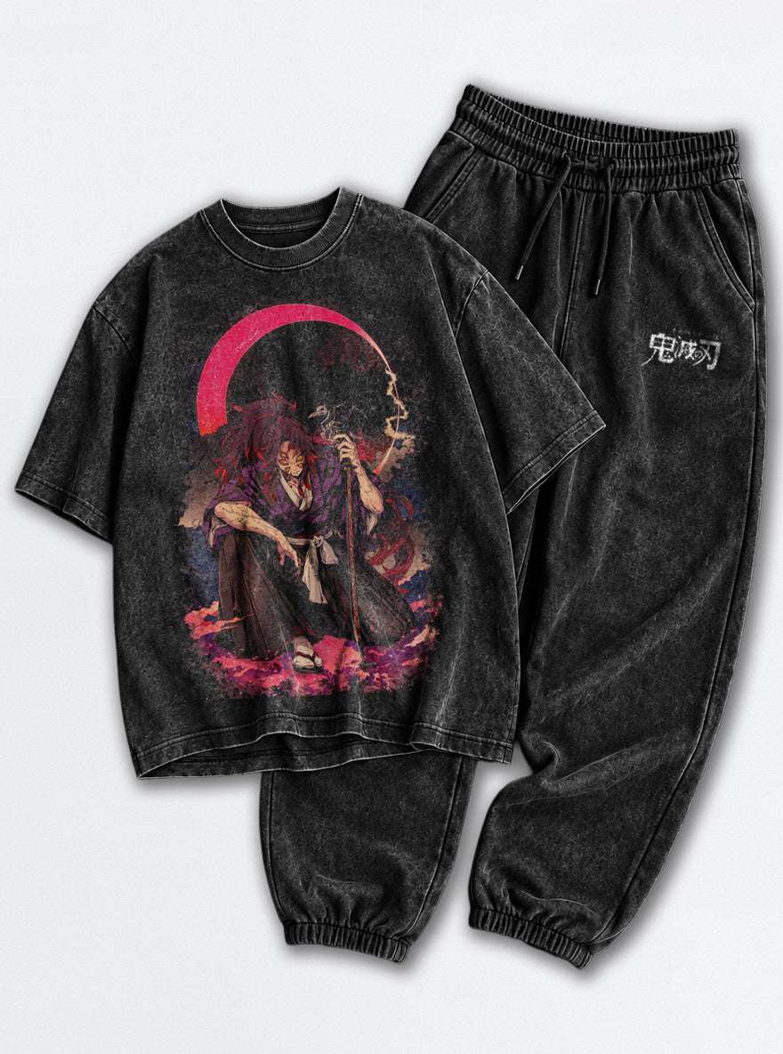 Black Tee & Joggers Combo – Moonlit Blade – mockup | Demon Slayer