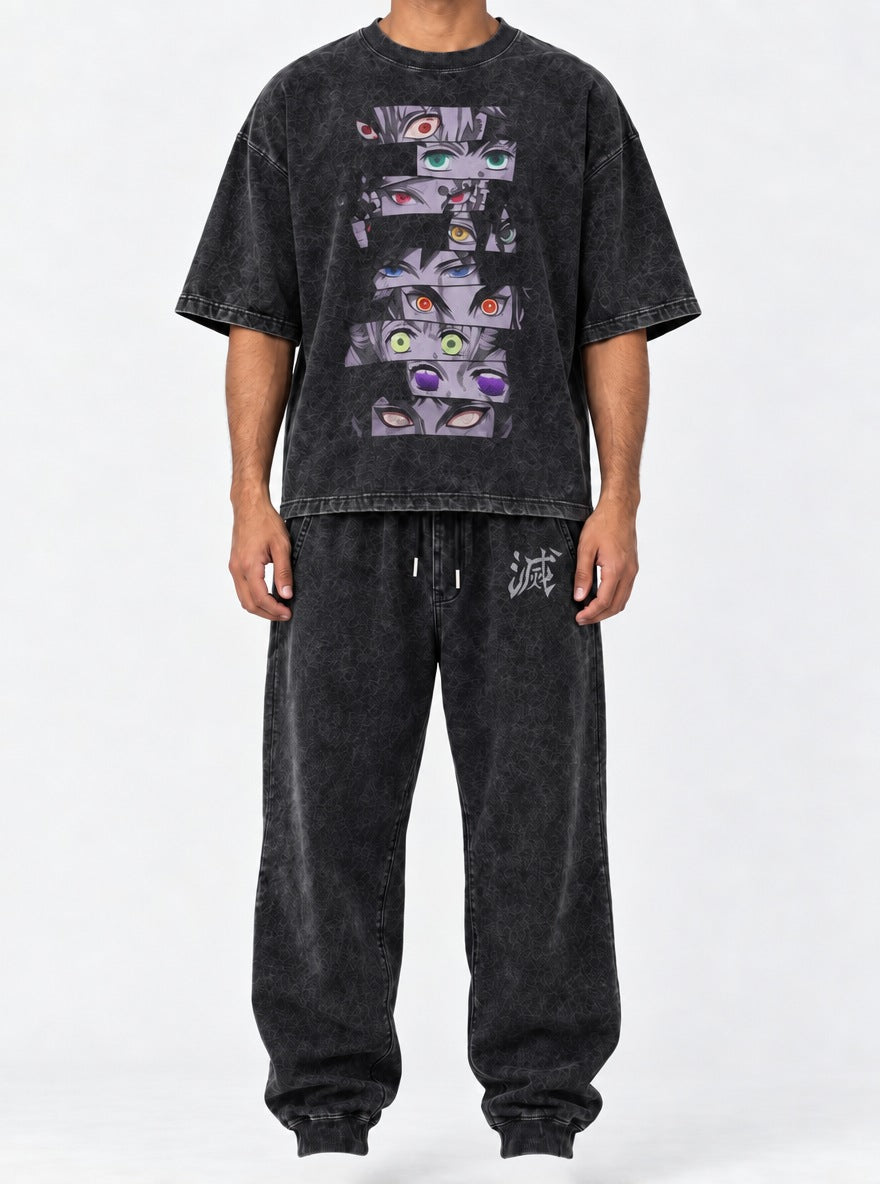 Black Tee & Joggers Combo – Hashira Eyes – model shot | Demon Slayer
