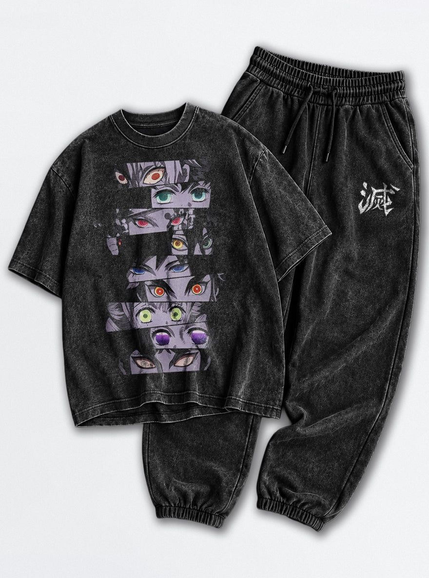 Black Tee & Joggers Combo – Hashira Eyes – mockup | Demon Slayer