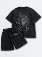 Black Tee & Shorts Combo – Rengoku Ember – mockup | Demon Slayer