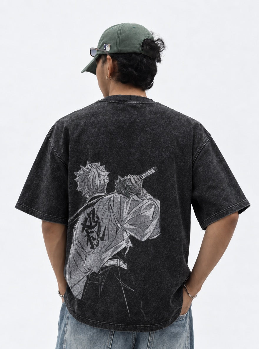 Sanemi Back – T-Shirt – model shot | Demon Slayer