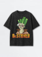 Dr. Stoned – Black Acid Wash Tee – mockup | Meme Tees