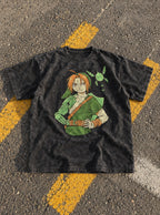 Edward Link – Black Acid Wash Tee – flat-lay | Meme Tees