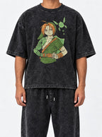 Edward Link – Black Acid Wash Tee – model shot | Meme Tees