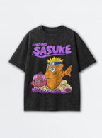 Finding Sasuke – Black Acid Wash Tee – mockup | Meme Tees