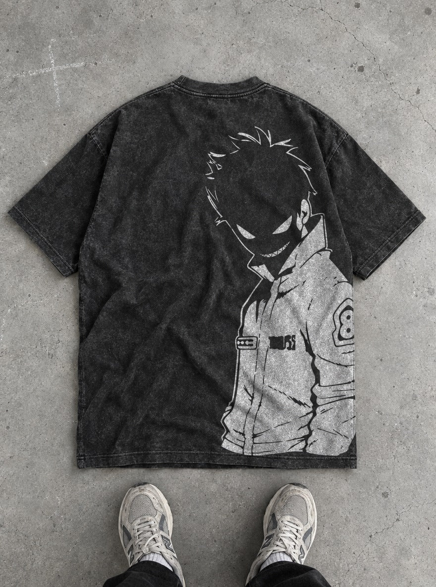 Grinning Shadow – T-Shirt – flat-lay | Fire Force