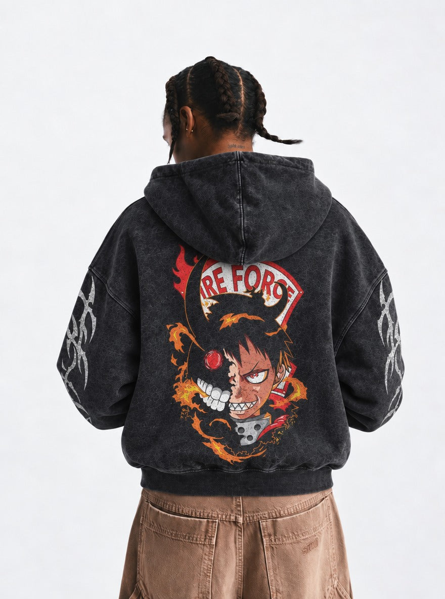 Infernal Split – Hoodie – model shot | Fire Force