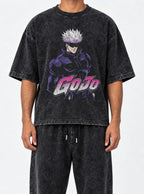 Go Jojo – Black Acid Wash Tee – model shot | Meme Tees