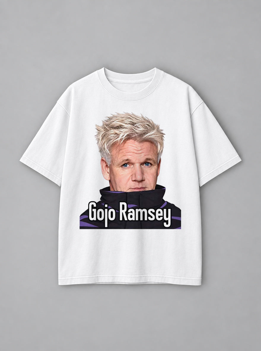 Gojo Ramsey – White Tee – mockup | Meme Tees