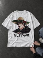 Gustavo – White Tee – flat-lay | Meme Tees